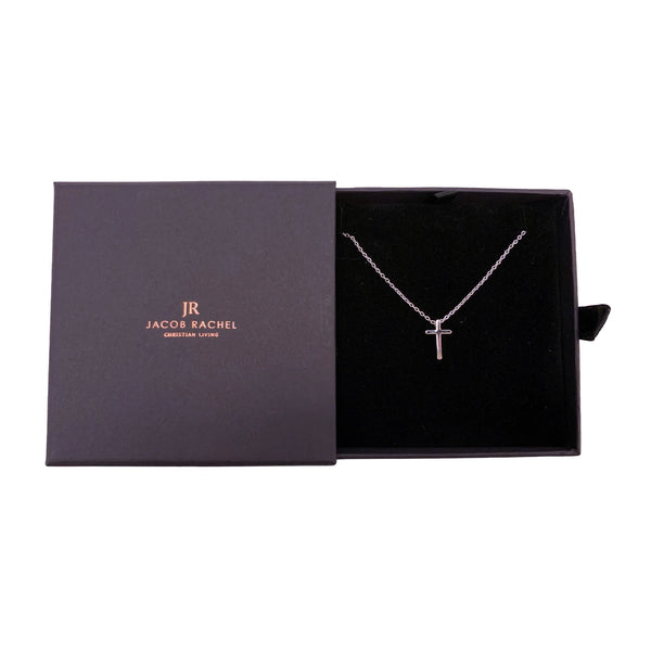 Mini Cross Pendant Necklace | White Gold