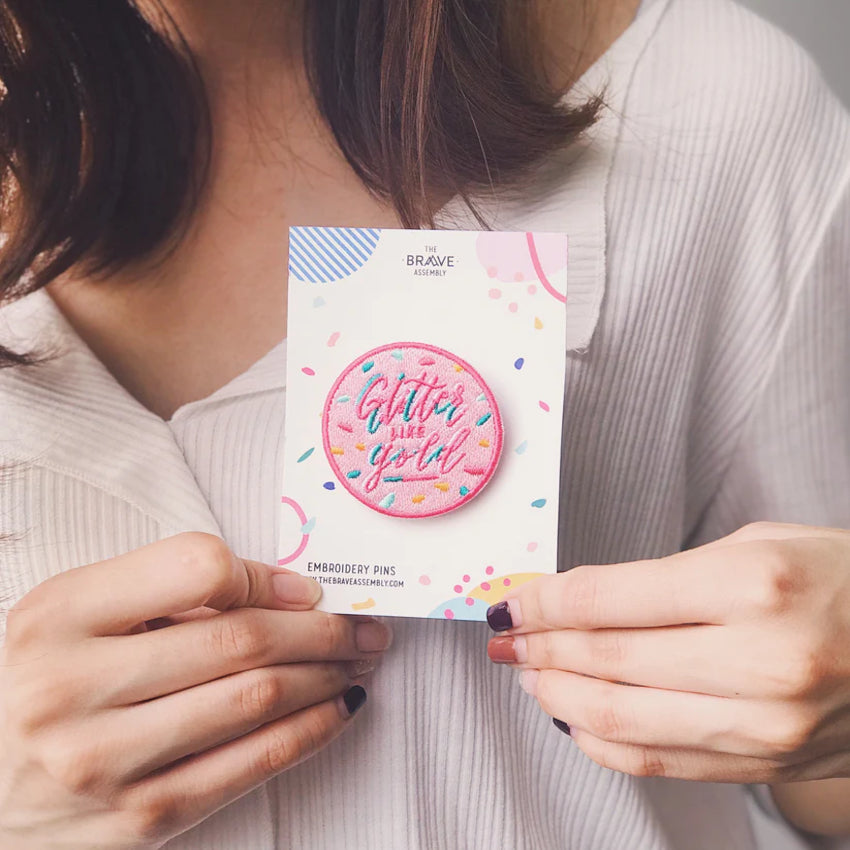 TBA Declaration Embroidery Pin | Glitter like Gold – The Ink Room ...