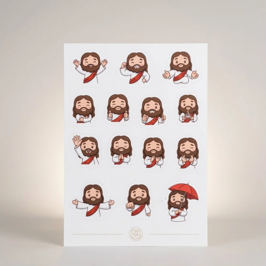 The BlessedSmiles Jesus Emotes Stickers Sheet