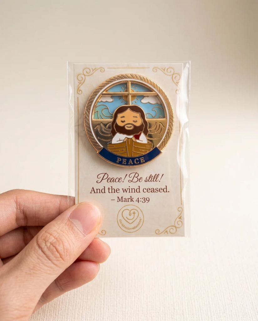 The Blessed Smiles Jesus Peace Be Still Spinner Enamel Pin