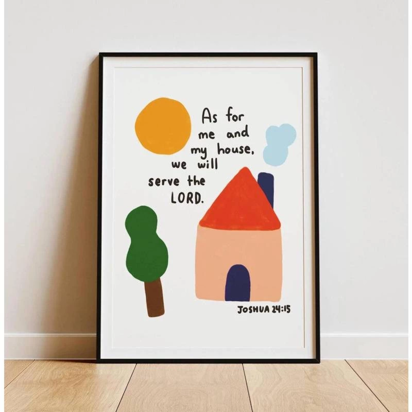 Jos 24:15 As For Me and My House We Will Serve the Lord Christian Wall Art