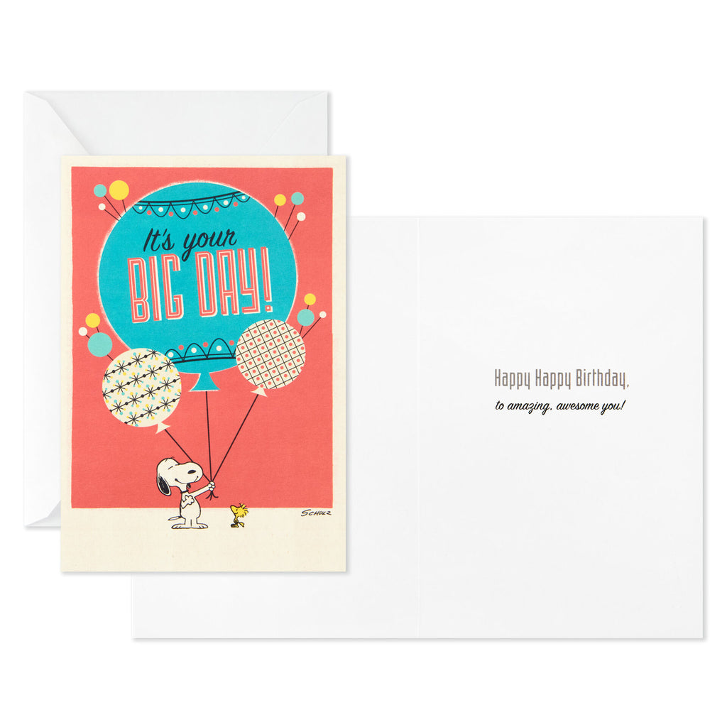 Snoopy with Balloons (Red) | Birthday Card