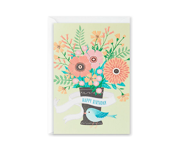 Bird with Vase of Flowers | Birthday Card